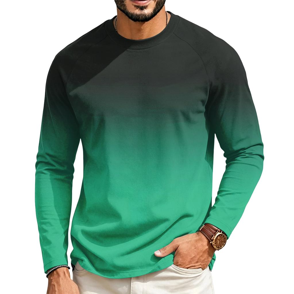 Men's Raglan Long Sleeve T-Shirt Neck Casual Top for Everyday Wear