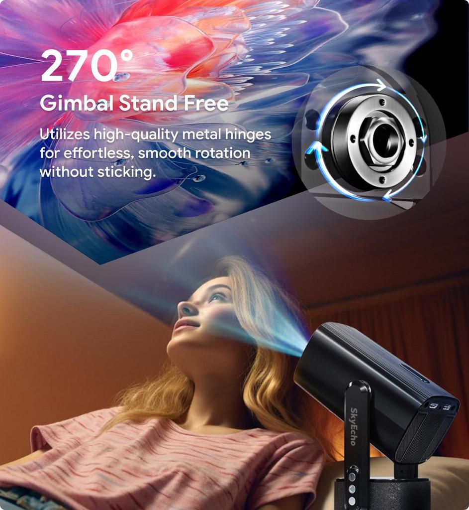 Mini Proiettore Portatile Full HD 1080P - Android 11, WiFi 6, Bluetooth 5.2, Rotazione 270° - Foto 7