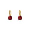 No pierced ears, ear clips, red high-end retro Hong Kong style earrings, light luxury, niche temperament, sugar cube love earrings, popular.