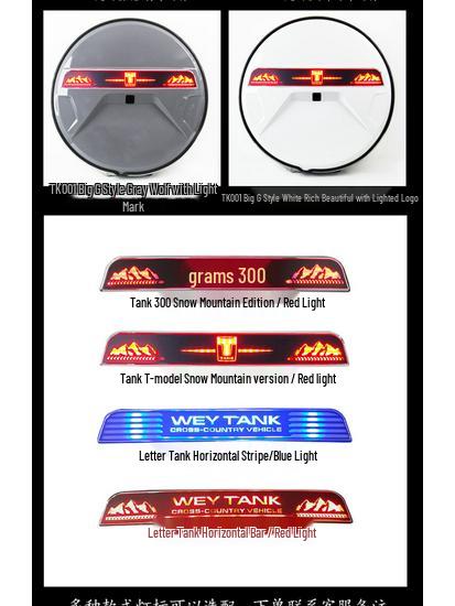 Tank 300 G-Class Style Stainless Steel Spare Tire Light Cover for Modification Upgrade