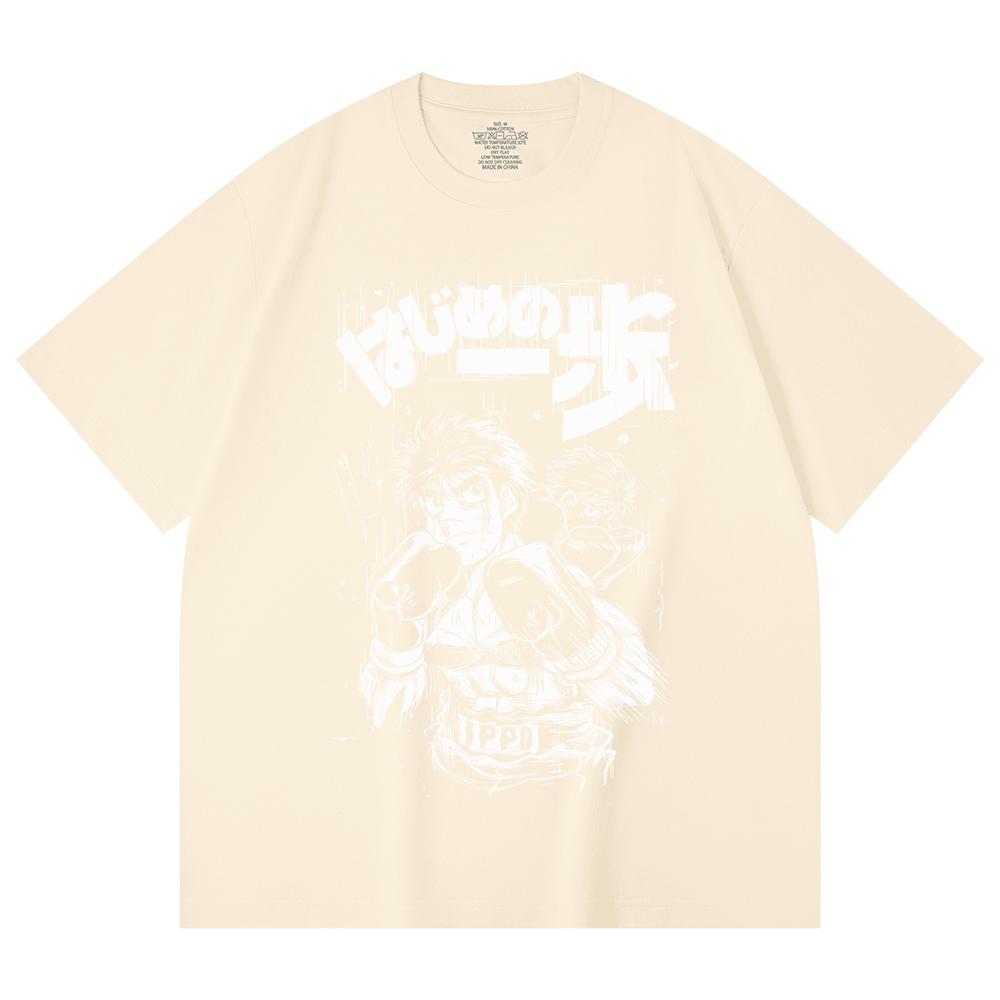 230 Gsm 100% Cotton Hajime no Ippo V4 Ippo Print Unisex Heavy Cotton T Shirt XS абрикосовый