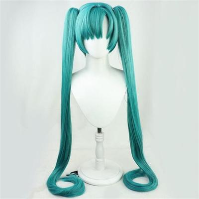 Jauna ReadySteady Miku Cosplay parūka, zaļa, 120 cm gara saspraude ar zirgaste, karstumizturīga sintētiska matu spēle Anime Cosplay parūkas + parūkas vāciņš