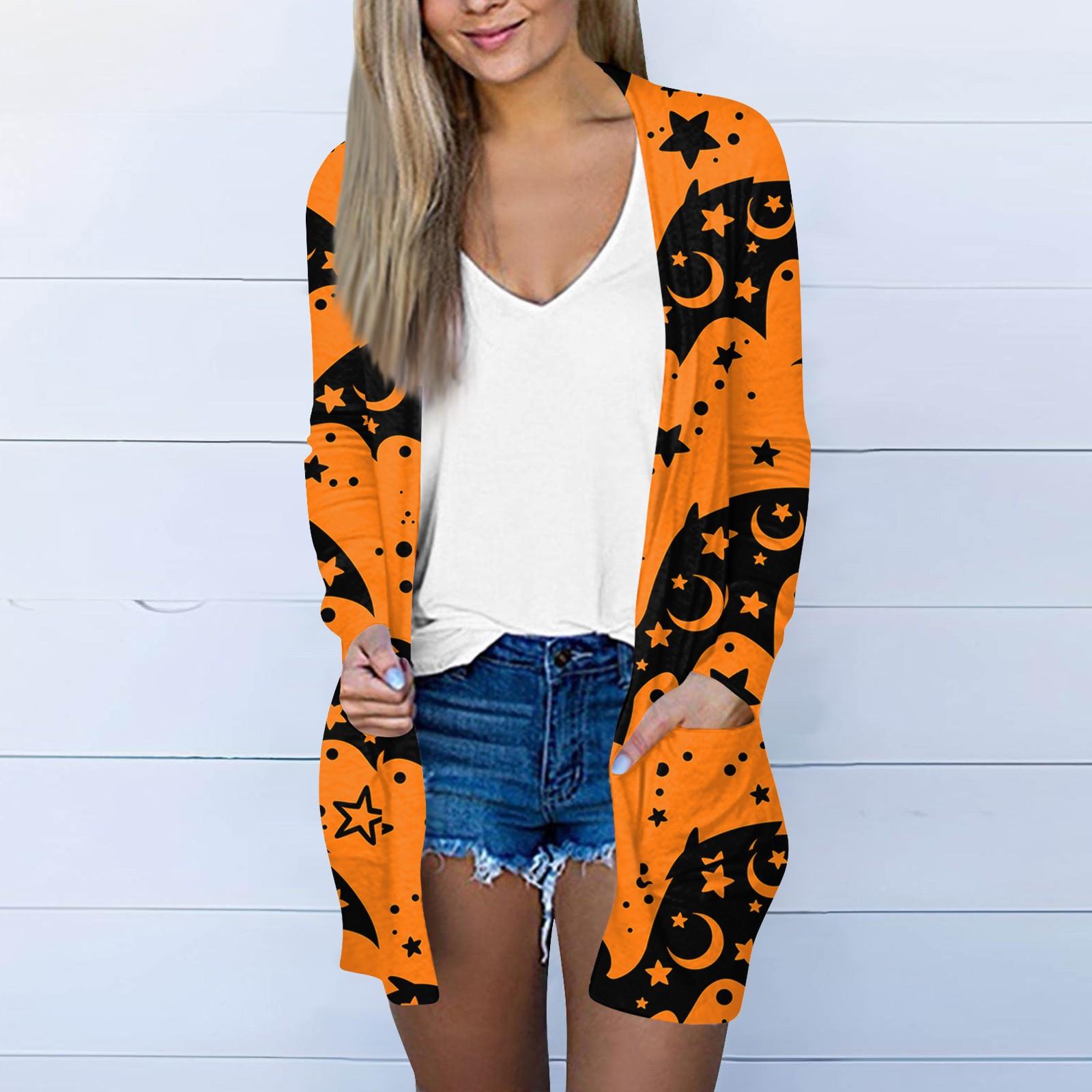 Женская мода Свободные повседневные карманные куртки-кардиганы на Хэллоуин с длинными — фото 14