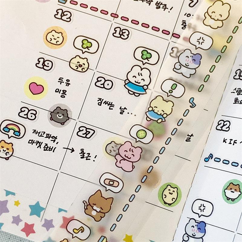 MINKYS Kawaii 3M DIY Hand Tent Tape Sticker Cartoon Animal Symbols Kpop Decorative Stickers Cute Cartoon School Stationery