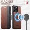SUTENI Q-07 For iPhone 15 Pro Case Magnetic Color Splicing Cowhide Texture Leather Cover