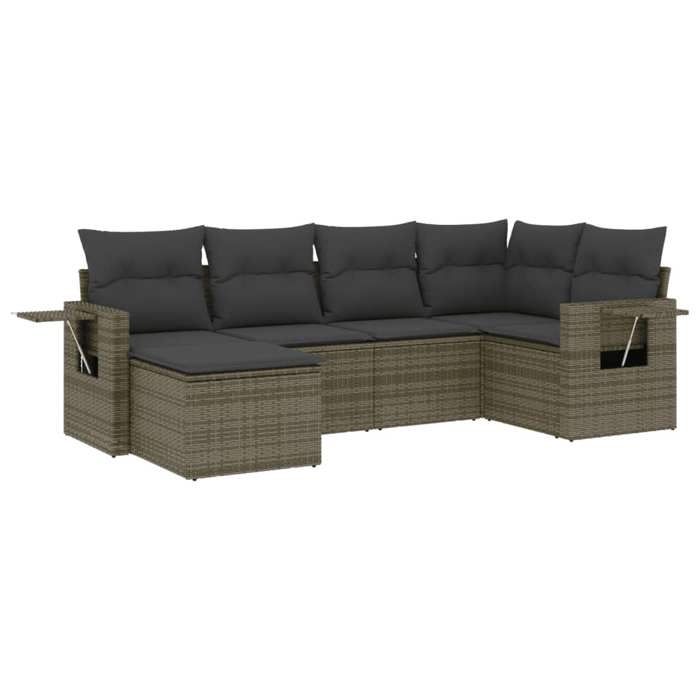 VidaXL Salon de Jardin avec Coussins 6 pcs, Canapés de Terrasse, Ensemble de Meubles de Patio, Mobilier d'Extérieur, Gris 3220459