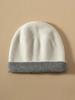Women's Double-Sided 100% Pure Cashmere Beanie - Versatile Warm Knit Hat for Autumn/Winter
