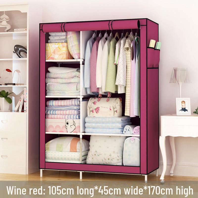 Simple Non-Woven Dustproof Folding Wardrobe with Steel Frame and Hanger