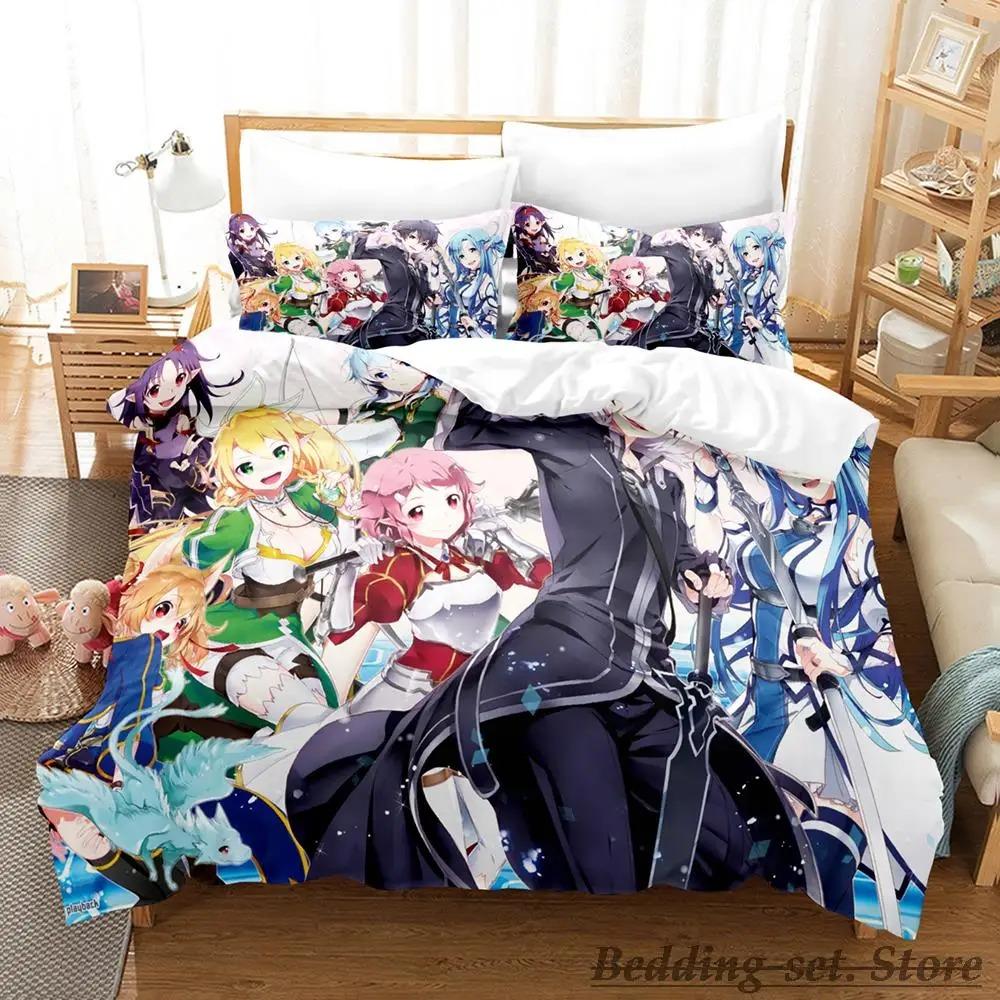 Neu Schwert Art Online II Bettwäsche Set Cartoon Anime drei-stück set Erwachsenen Kind Schlafzimmer Bettbezug Sets 3D Kawaii roupas de cama
