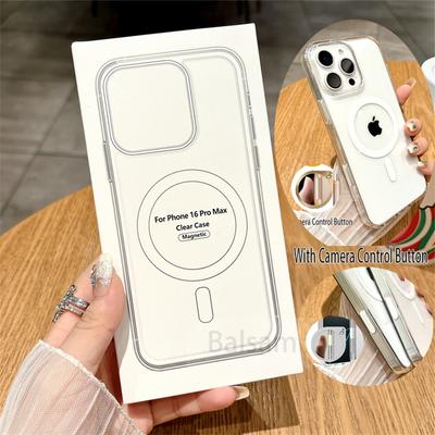 Luxus Klar Magnetisch Für MagSafe Kabelloses Laden Kamerasteuerungstasten Hülle Für iPhone 16 Plus 16 Pro Max Mit Verpackungsabdeckung
