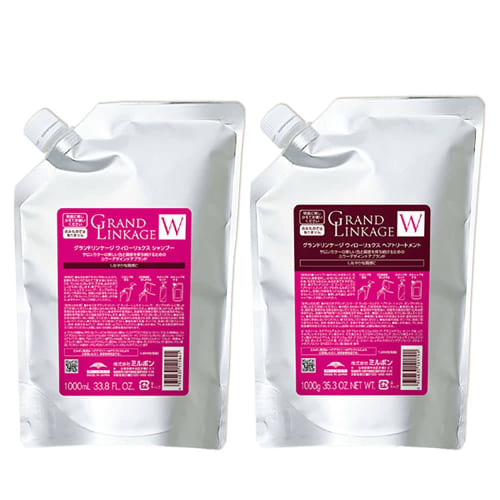 [Set] Milbon Grand Linkage Willow Luxe 1000 Size Set (Shampoo 1000mL + Treatment 1000g) Flexible (For Normal Hair) Shampoo Treatment Set Color Fading