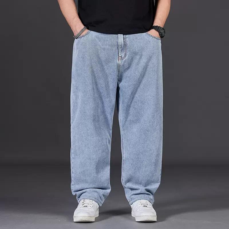 Large Size Jeans Men's Autumn Plus Fat Plus Size Men's Pants Loose Straight Fat Man Wide Legs Elastic Waist Trousers