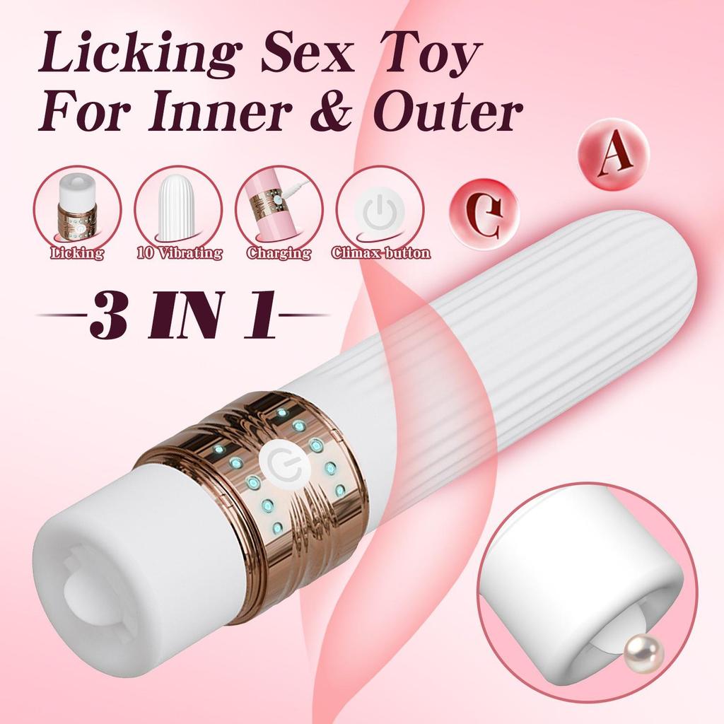 C310 Lippenstift Klitoris Vibrator & Zunge Leckendes Doppelkopf Massagegerät
