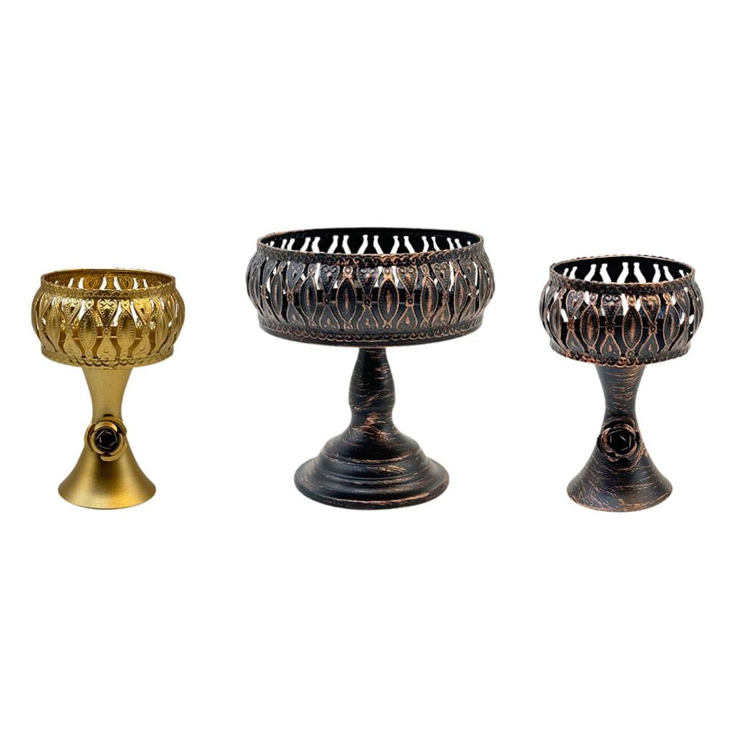 Iron Fruit Bowl Stand Organizer Reusable Decorative Multipurpose Container Statue Sculpture Storage Tray for Bread Snacks Candy