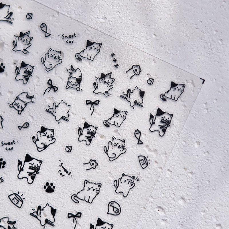 

Tomoni Black Kids Decorations Nail Stickers Lines Kitten 4260