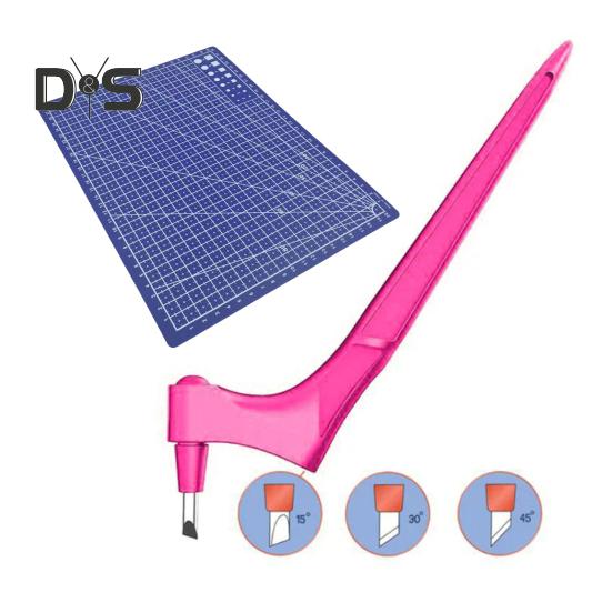 

Різальний інструмент для рукоділля з лезом, що обертається на 360 градусів Ергономічний дизайн Змінні гравірувальні головки Набір інструментів для рукоділля своїми руками рожевий