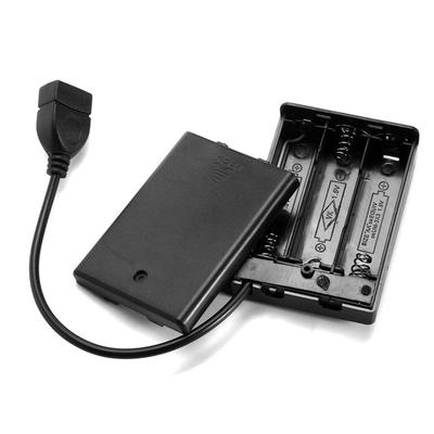 4,5-V-Batteriekasten mit USB-Anschluss für LED-Beleuchtungsset, Beleuchtungssteine, Batterie-Aufbewahrungsbox