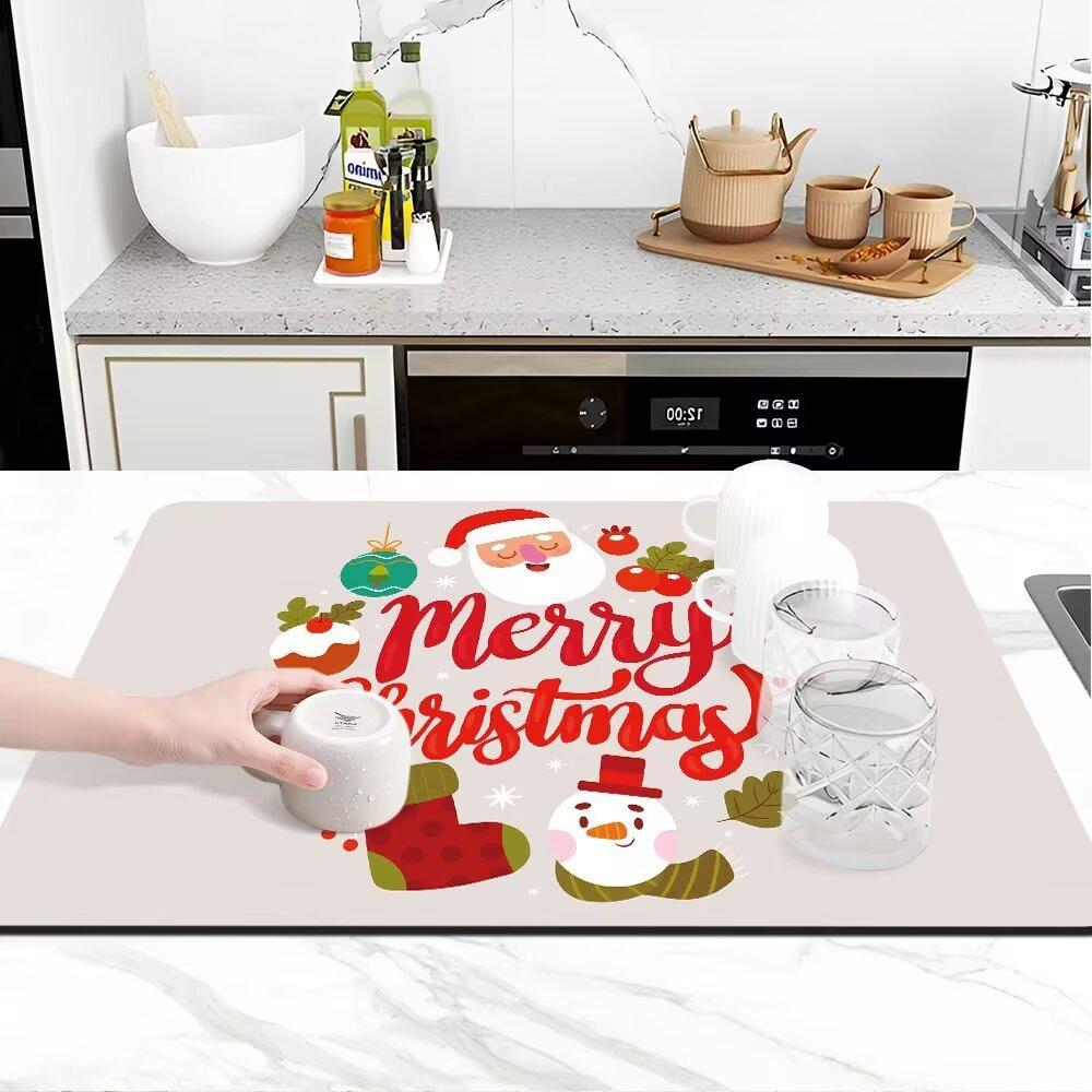 

Новый Рождественский впитывающий противоскользящий коврик для слива, легко чистящийся коврик 40*60cm