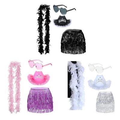 Cowgirl Costume Set for Bachelorettes Party Cowboy Hats Scarf Hip Wrap Belt Women Bridal Party Costumes Nightclub Suit
