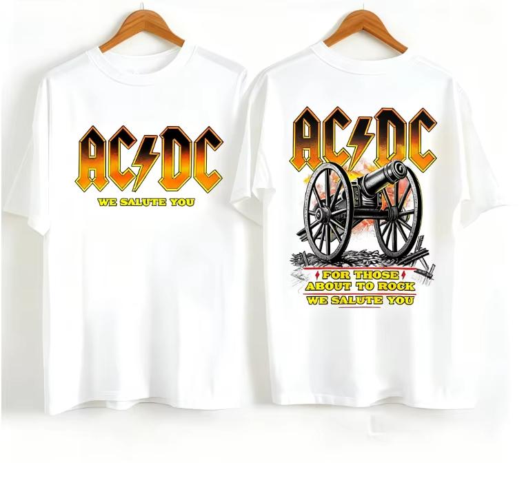 2026 Fashionable Short Sleeved Sports Tshirt with AC and DC Print Fashionable and Breathable Suitable for Daily Wear