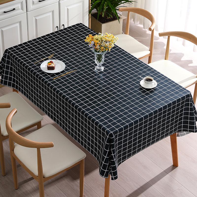 Grid PVC Tablecloth: Waterproof, Oil-Proof, Scald-Proof, No-Wash, Fresh Style Table Cover for Coffee Tables