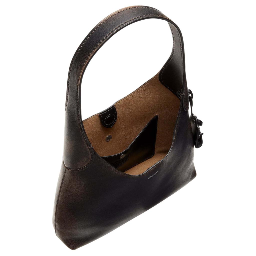 Coach Brooklyn 28 Logo Leather Tote Bag Women Tote Bags Black Brown CBH44-LHPMZ