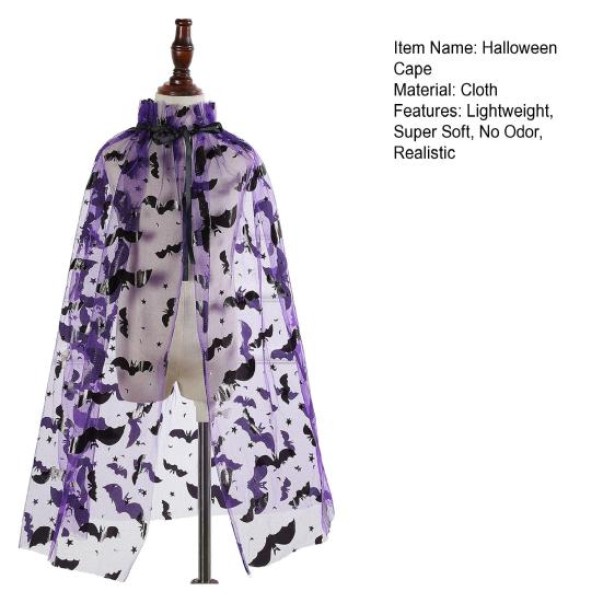 Halloween Cape Lightweight All-Match Dress Up Spider Web Bat Tulle Cloak Cosplay Costume Photography Prop