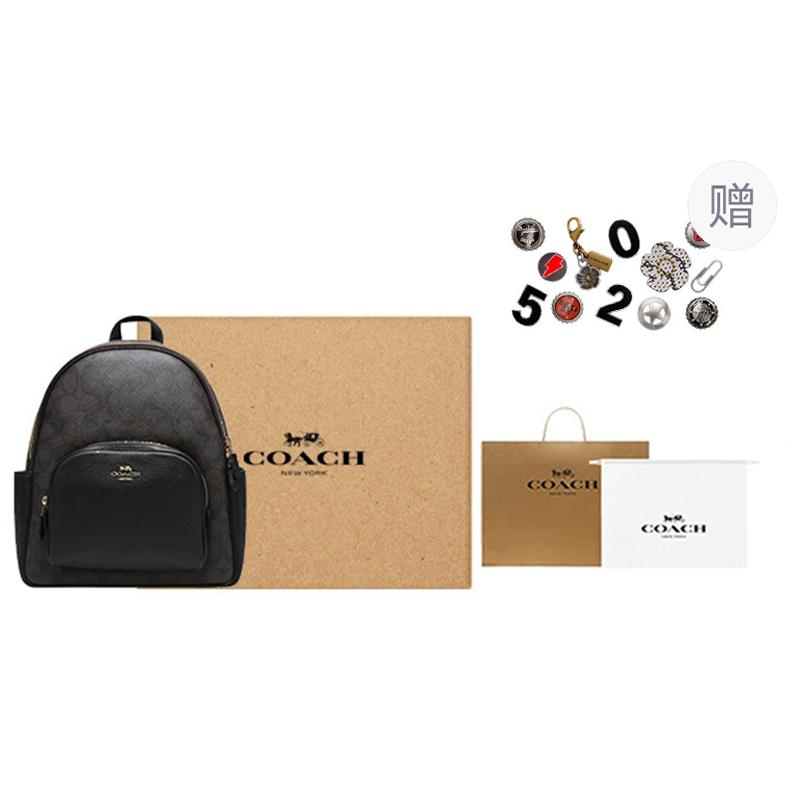 Coach Gericht Canvas Leder Rucksack Groß Damen Schwarz / Braun (Unisex) Rucksäcke 5671 IMAA8