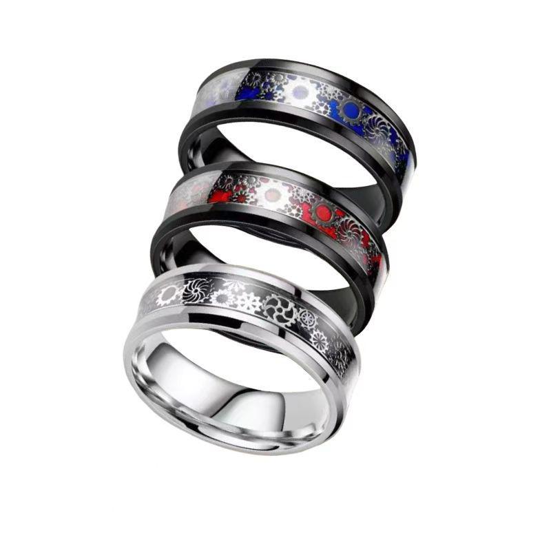 New Men's Titanium Steel Gear Fashion Ring - Trendy European and American Style Jewelry
