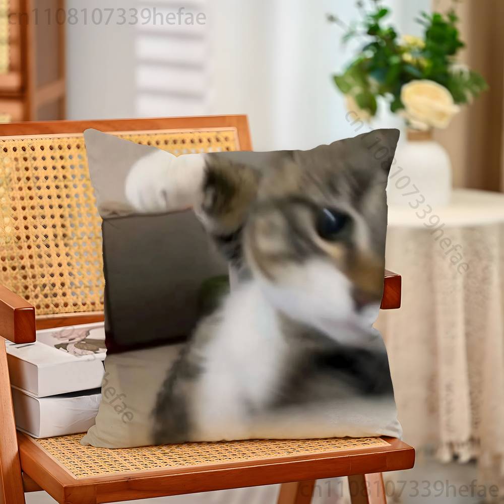 Cat Memes Funny Meme Print Polyester Pillow Case for Valentine Gift Home Sofa Cushion Cover Decoration Custom