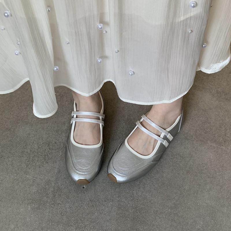 

Fashion IPPEUM Ballet Sneakers Shoes Red Ballet Sneakers Round Toe Ballerinas Flats 245 серебряный