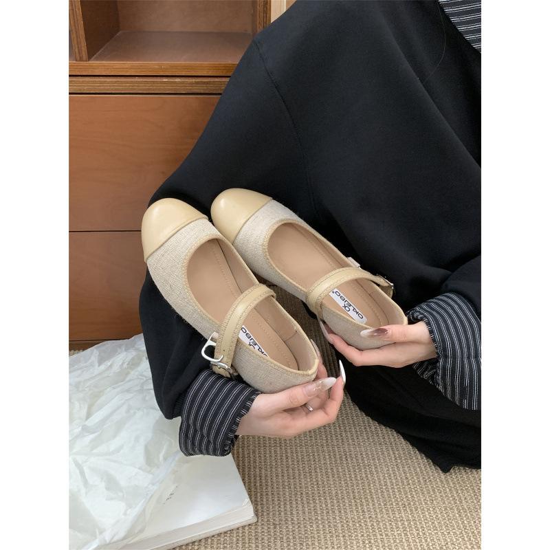 Anti-slip Retro Single Shoes for Women, Round Toe, Flat Bottom Shoes