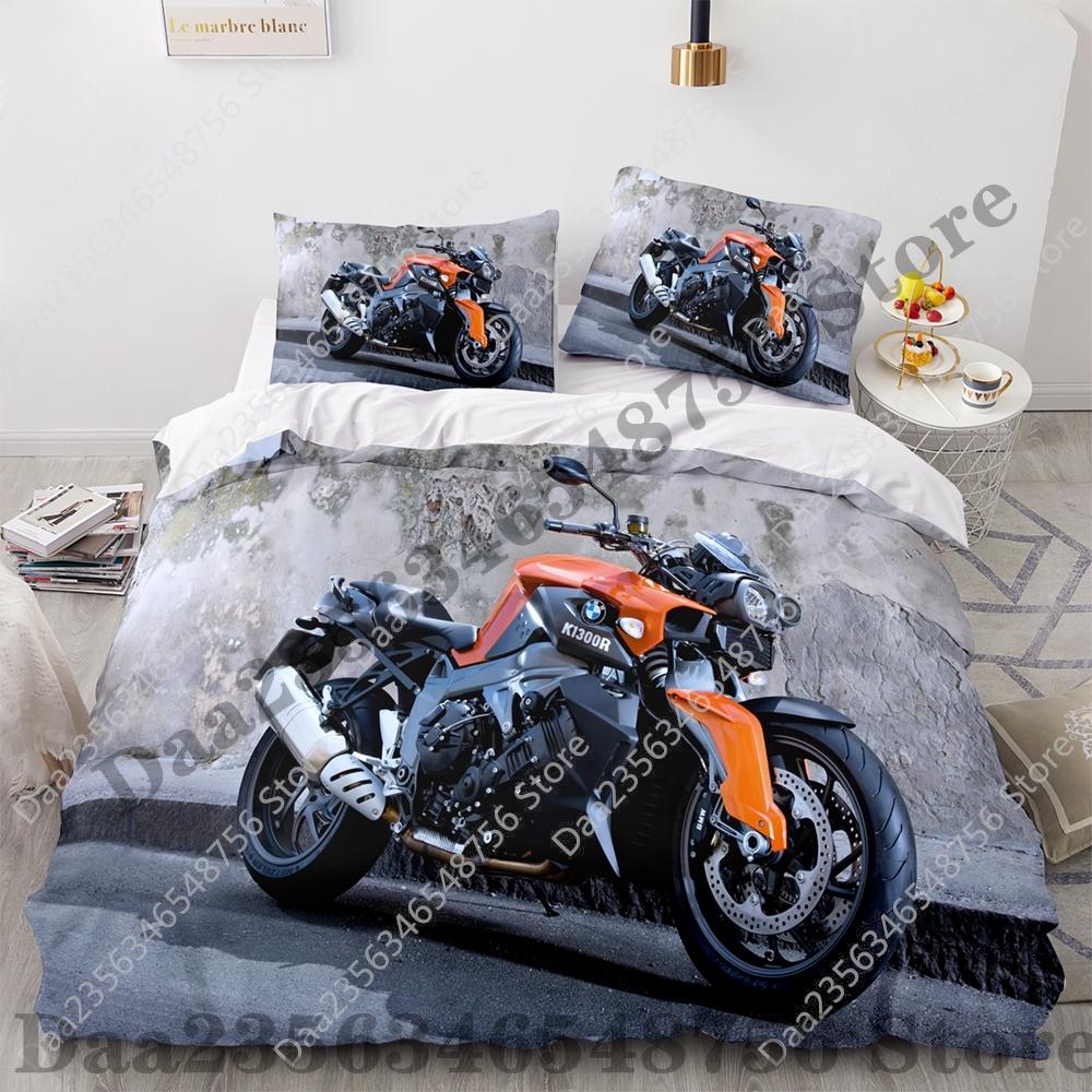 Comforter New Motorcycle Bedding Set Single Twin Full Queen King Size Motorcycle Bed Set Aldult Kid Bedroom Duvet Sets 3D Anime 038