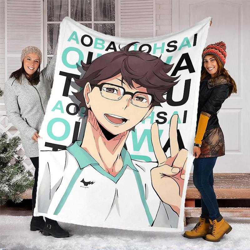 1pc Oikawa Tooru2 Theme Blanket - Digital Print, Polyester, Cozy for All Seasons, Perfect for Outdoor, Camping, and Travel