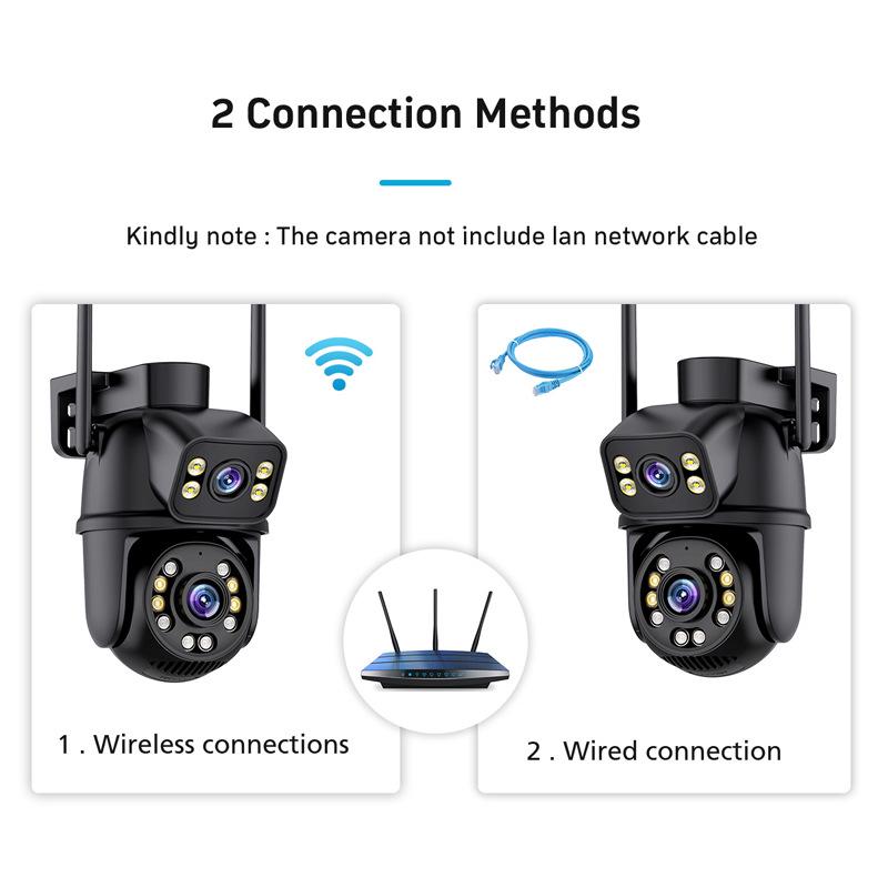 Dual-Lens Night Vision Wireless HD Camera: 360° Indoor/Outdoor WiFi Monitor