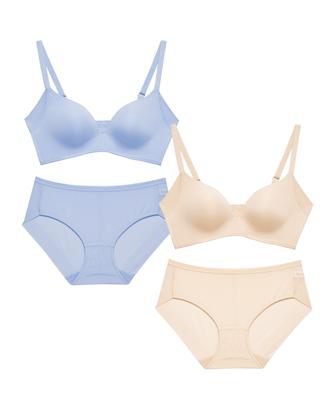 Peulleitegseu [2Pack] Wireless Secret Nude Fit Bra And Panty Set