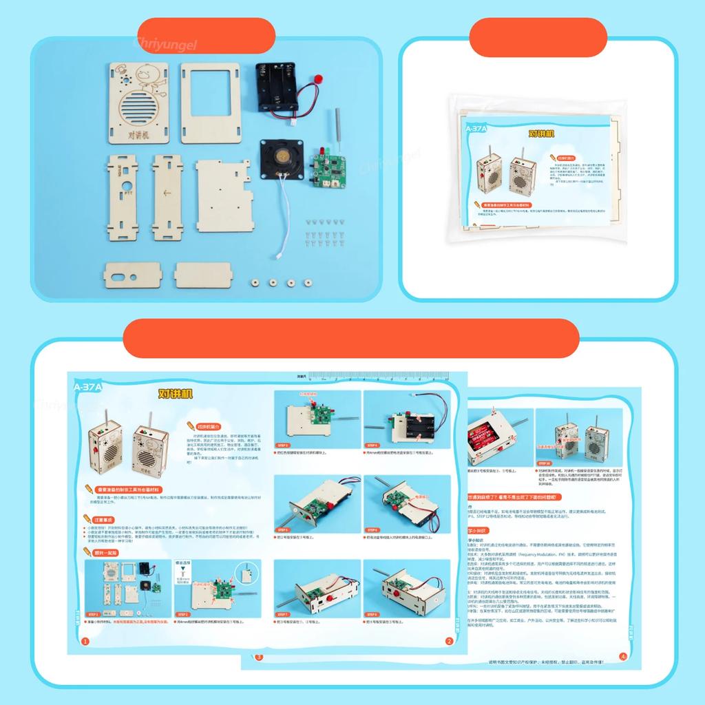 DIY Holz Walkie-Talkie Bausatz 2 Drahtlose Kommunikationsspielzeug STEM Wissenschaft Pädagogisches Projekt Baukasten für Kinder Lernendes Geschenk