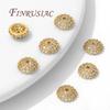 8.5mm Spacer Bead Caps 18K Gold Plated Brass with Zircon Flower Bead End Caps For Jewelry Making Supplies DIY Accessories