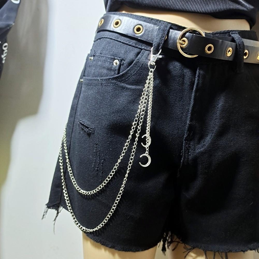 Fashion Punk Street Keychains Chain Skull Tassel Women Men Belt Chain Hip Hop Moon Star Biker Pants Chain Bag Accessories