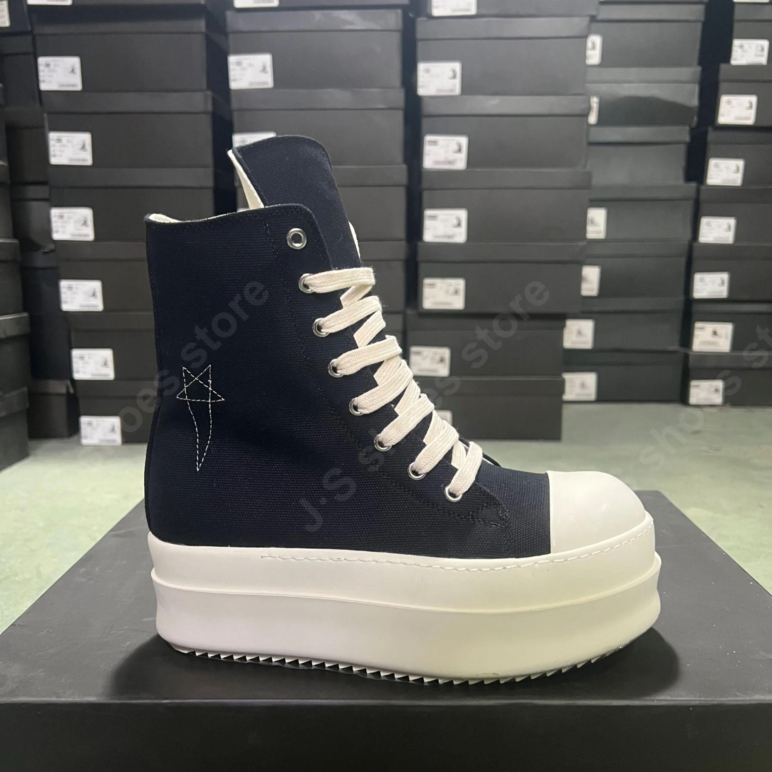 

R-o Pentagram Мужские кроссовки Женские черные парусиновые туфли Ботильоны на шнуровке на молнии Платформа 6 см Толстая подошва Высокий верх Повседневная обувь Ботинки 48 чёрный