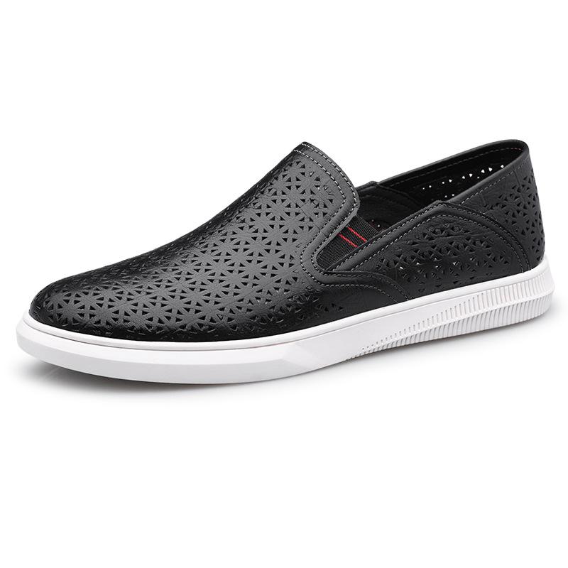 Fashion Business Loafers Men's Genuine Leather Breathable Flats Casual Shoes Slip-On Walking Shoes Hollow Out Italian Luxury Penny Shoes
