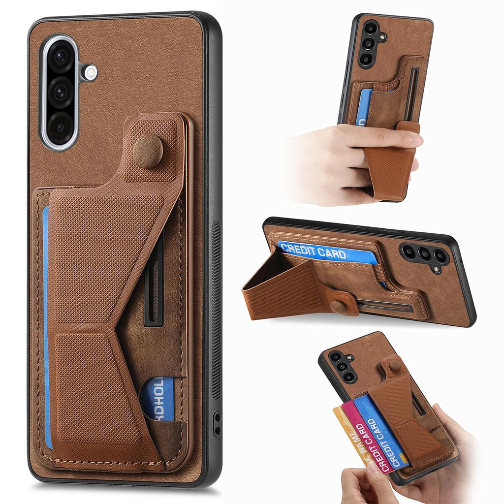 For Samsung Galaxy A56 5G Case with Card Slot Kickstand Retro Leather Back Cover