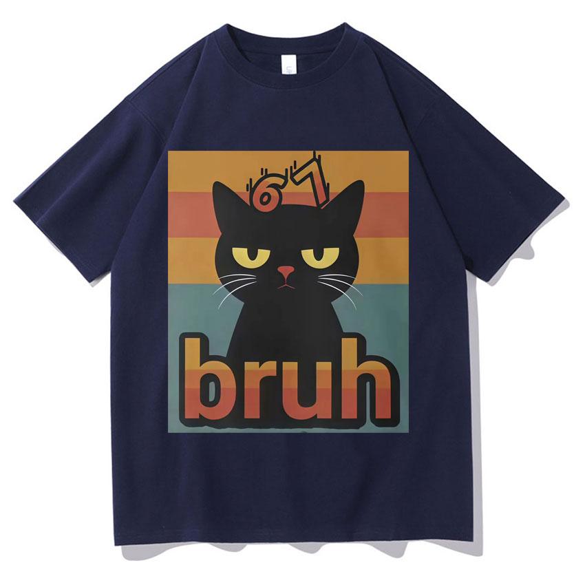 Funny Cat Six Seven Graphic Tee Unisex Summer Gothic Short Sleeved Aesthetic Y2k Clothes Casual Cozy Tshirt Streetwear Teenagers