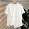 Women's Loose Fit Round Neck Lace Patchwork Short Sleeve T-Shirt