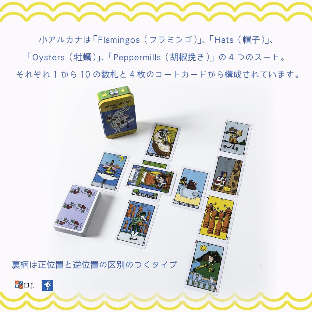 Wonderland Tarot in a Waite Alice in Wonderland Tarot with Japanese Authentic I.I.J. Tin, Edition, Cards, Instructions,
