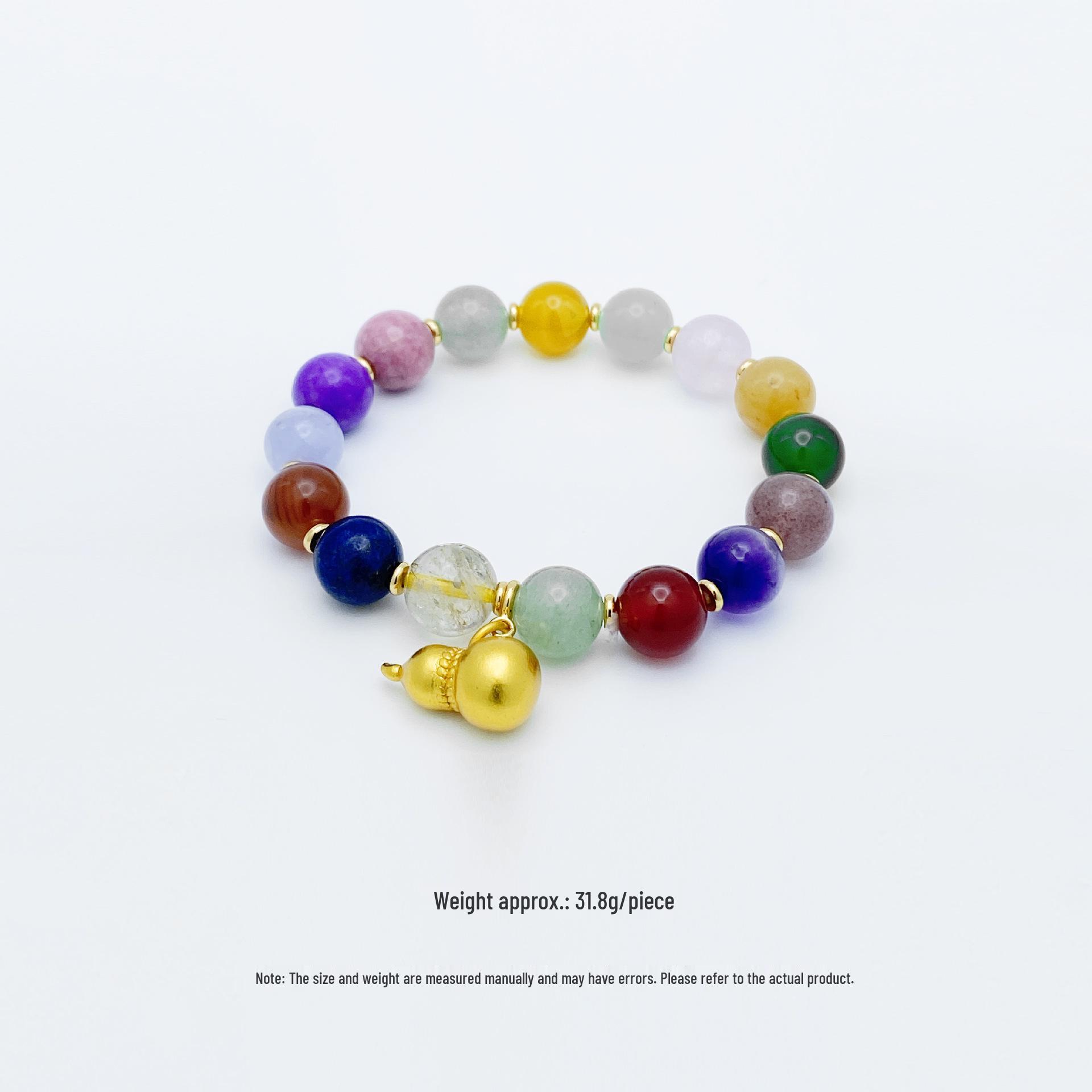 Rainbow Crystal Multi-Treasure Gourd Pendant Candy Bracelet