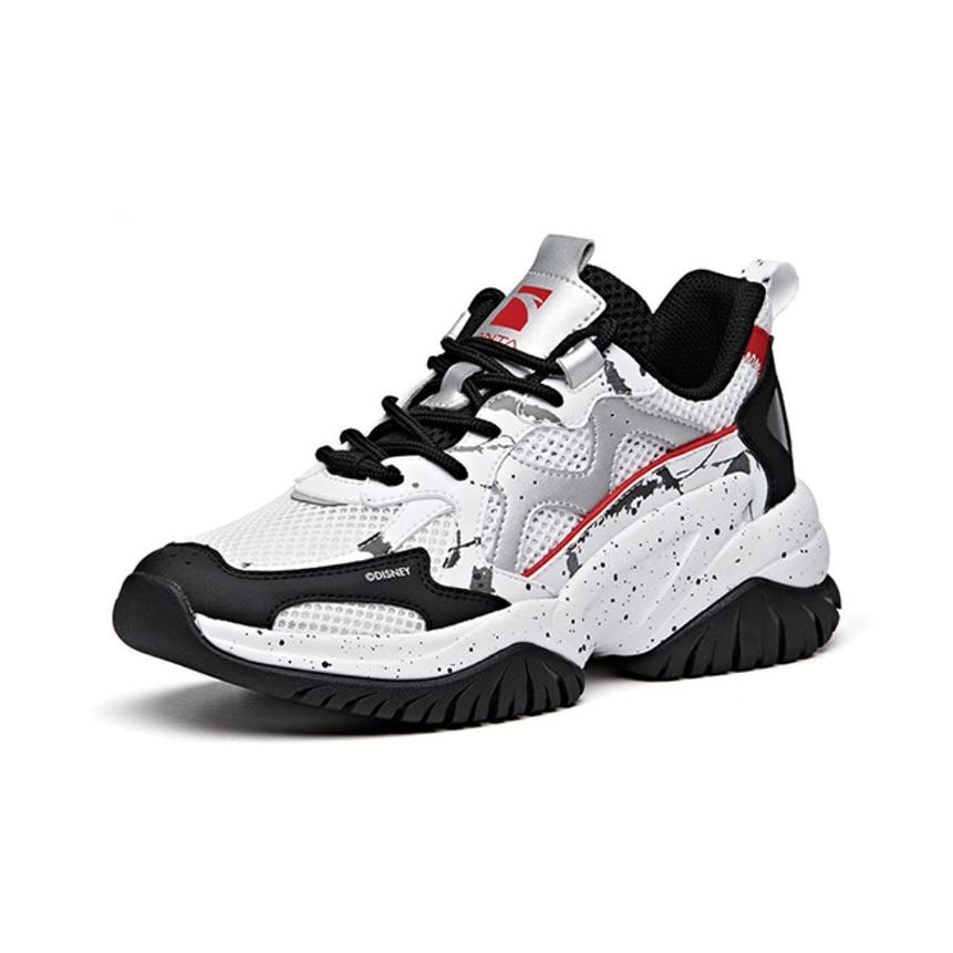 Anta Mesh Synthetic Leather Shock Absorbing Non-Slip Wear-Resistant Lightweight Low-Top Dad Shoes Women sneaker Black White Red 922027033-4