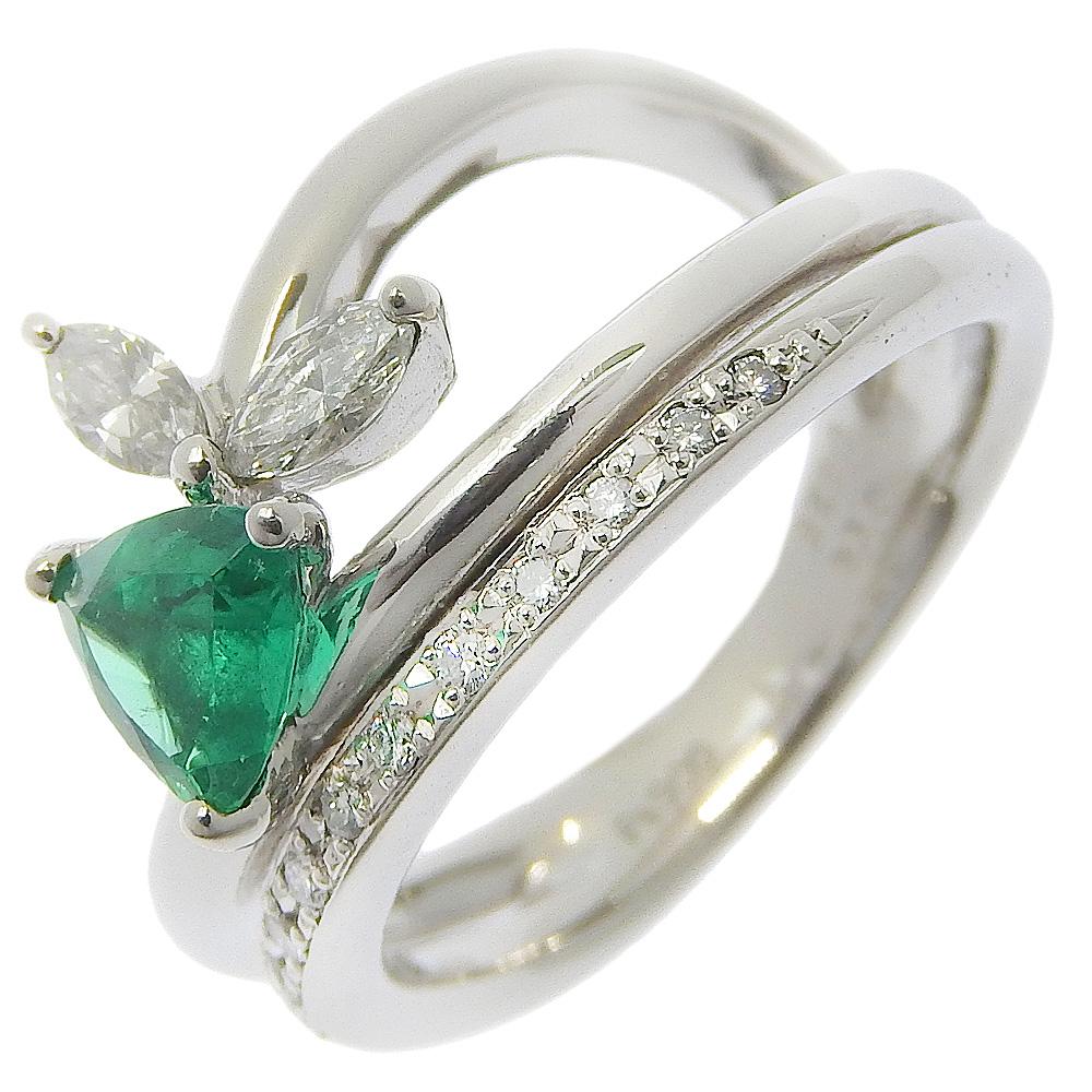 

Ring green Pt900Platinum/Emerald/diamond #6.0(US Size) 10.2g Women Used