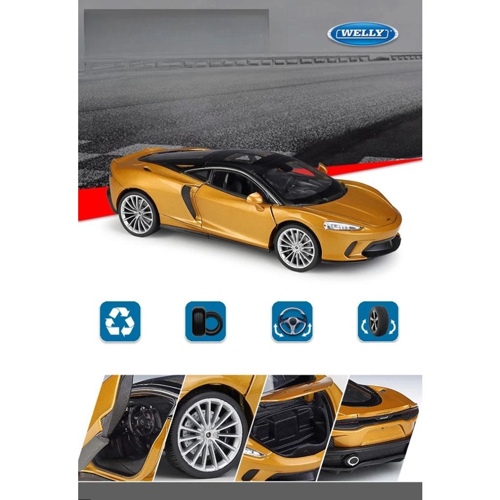 WELLY 1/24 McLaren GT Alloy Sports Car Model Diecasts Metal Racing Super Vehicles Car Model High Simulation Collection Kids Gift