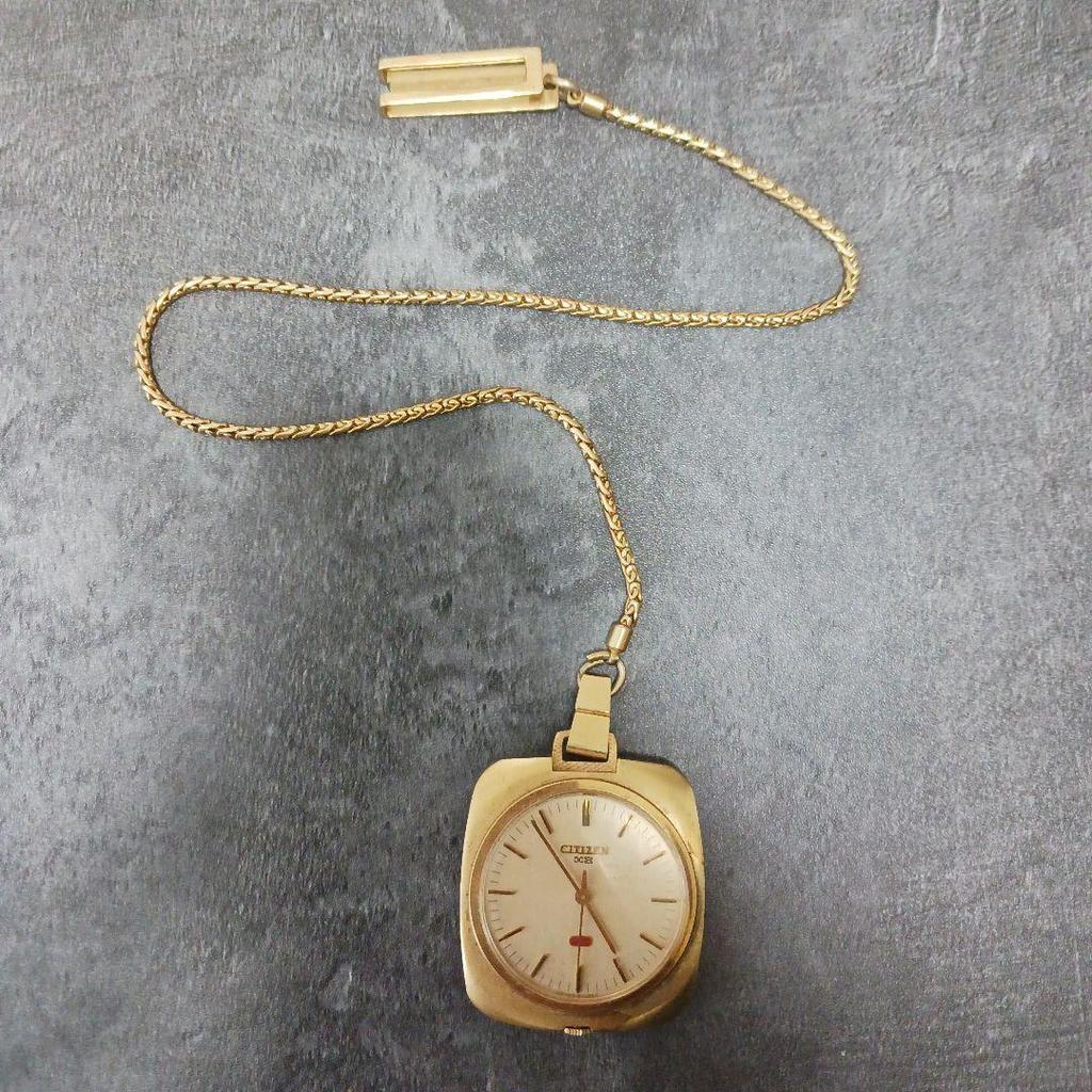 Used CITIZEN XB Pocket Watch Gold Color Electronic Watch